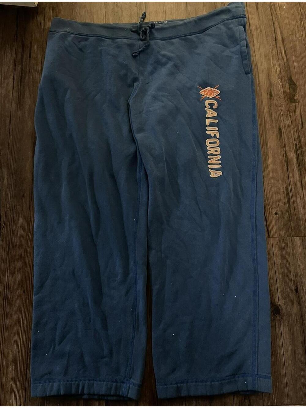 VTG Mossimo California Surf Blue Wide Leg Sweatpants Sz XXL